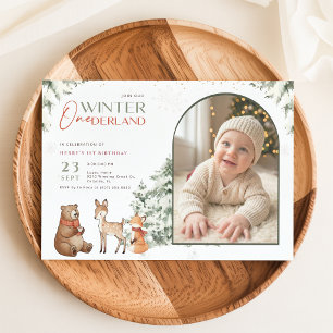 Invitation Photo d'arch de Onederland d'hiver Bébé Premier An
