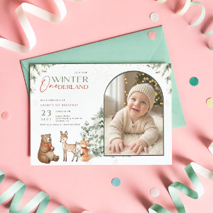 Invitation Photo d'arch de Onederland d'hiver Bébé Premier An
