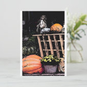 Invitation Photo d'automne citrouille et maman (Debout devant)