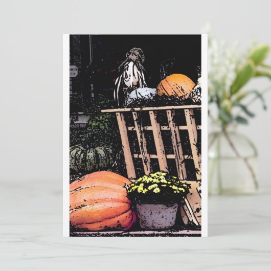 Invitation Photo d'automne citrouille et maman (Debout devant)