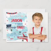 Invitation photo d'avion bleu (Devant)