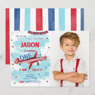 Invitation photo d'avion modifiable