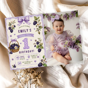 Invitation Photo de 1er anniversaire Blackberry Sweet One Ber