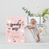 Invitation Photo de 1er anniversaire de fantôme mignon Hallow (Debout devant)