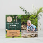 Invitation Photo de 1er anniversaire d'un garçon de Camper he (Debout devant)