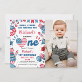 Invitation Photo de 1er anniversaire Little Firecracker 4 jui (Devant)