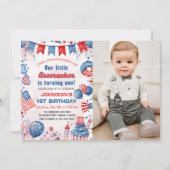 Invitation Photo de 1er anniversaire Little Firecracker 4 jui (Devant)