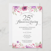 Invitation Photo de 25e anniversaire de mariage à l'aquarelle (Devant)