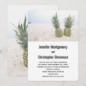 Invitation Photo de 2 ananas lors d'un mariage sur la plage (Devant / Derrière)