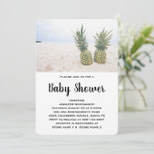Invitation Photo de 2 ananas sur un Baby shower de plage (Debout devant)