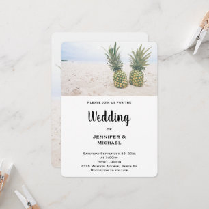 Invitation Photo de 2 ananas sur un mariage de plage