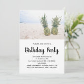 Invitation Photo de 2 ananas sur une plage Anniversaire (Debout devant)