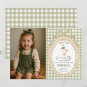 Invitation Photo de 2e anniversaire de Gingham Two Silly Goos (Devant / Derrière)