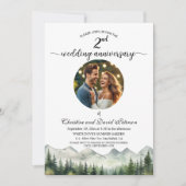 Invitation Photo de 2e anniversaire de mariage avec des pins (Devant)