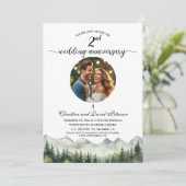 Invitation Photo de 2e anniversaire de mariage avec des pins (Debout devant)