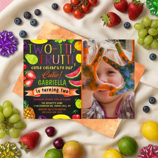 Invitation Photo de 2e anniversaire Two-tti Frutti