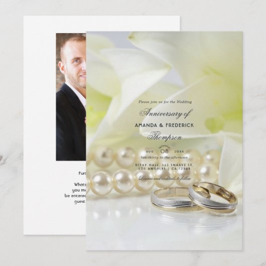 Invitation Photo de 30 ans de mariage de perle (Devant / Derrière)