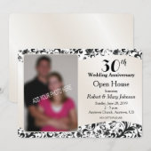 Invitation Photo de 30e anniversaire de mariage Black Swirl & (Devant / Derrière)
