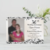 Invitation Photo de 30e anniversaire de mariage Black Swirl & (Debout devant)