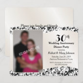 Invitation Photo de 30e anniversaire de mariage Black Swirl & (Devant / Derrière)