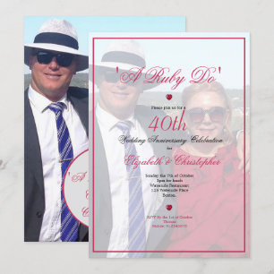 Invitation Photo de 40e anniversaire de mariage élégant Un Ru