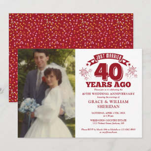 Invitation Photo de 40e anniversaire de mariage "Jeunes marié