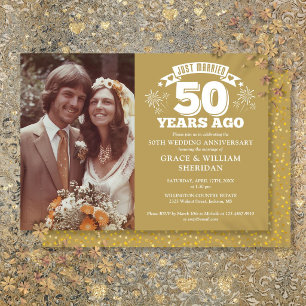 Invitation Photo de 50 ans de mariage juste mariés