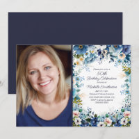 Photo de 50e anniversaire avec fleurs bleues pouss
