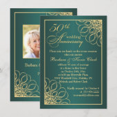 Invitation Photo de 50e anniversaire de mariage à tourbillons (Devant / Derrière)