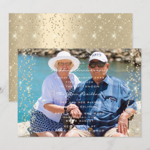 Invitation Photo de 50e anniversaire de mariage Confettis dor