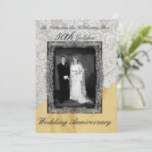 Invitation Photo de 50e anniversaire de mariage doré (Debout devant)