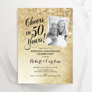 Invitation Photo de 50e anniversaire de mariage en or