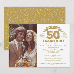 Invitation Photo de 50e anniversaire de mariage "Juste mariés