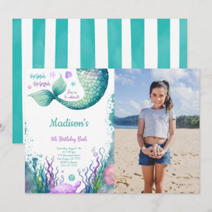Invitation photo de 5e anniversaire sirène
