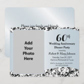 Invitation Photo de 60e anniversaire de mariage Black Swirl & (Devant / Derrière)