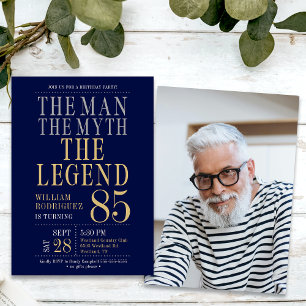Invitation Photo de 85e anniversaire L'homme Le mythe La lége