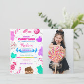 Invitation photo de anniversaire modifiable Candy  (Debout devant)