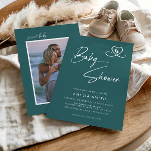 Invitation Photo de Baby Shower au style moderne et écriture
