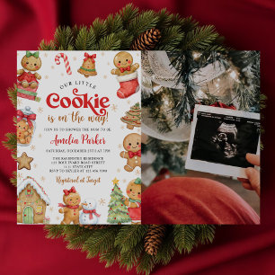 Invitation Photo de Baby Shower de Noël de Petit Cookie Migno