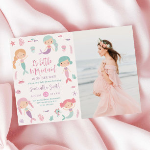 Invitation photo de Baby Shower de sirène sous la