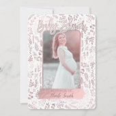 Invitation Photo de Baby Shower Moderne avec Feuille de Rose (Devant)