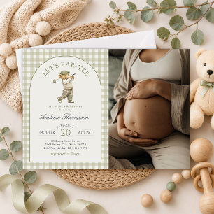 Invitation Photo de Baby Shower pour garçon de golf Let's Par