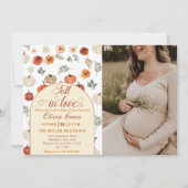 Invitation Photo de Baby Shower Rustique Citrouille Tombez Am (Devant)