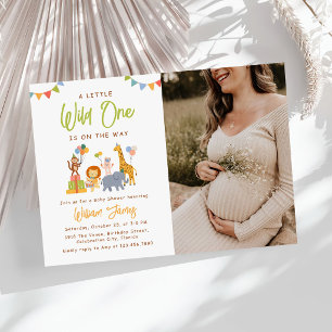 Invitation Photo de Baby Shower Thème Safari Animaux Sauvages
