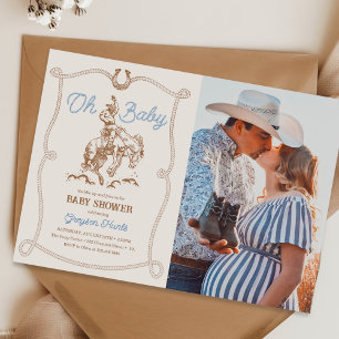 Invitation Photo de Baby Shower Western Vintage Cowboy
