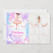 Invitation photo de ballerine arc-en-ciel  (Devant)