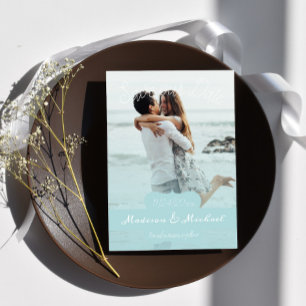 Invitation Photo De Bannière Turquoise Soft Enregistrer La Da