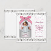 Invitation Photo de baptême de bébé fille rose blanc (Devant / Derrière)