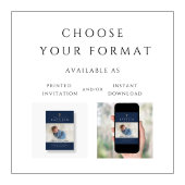 Invitation Photo de Baptême de Boy Croix Religieuse Bleue Mar