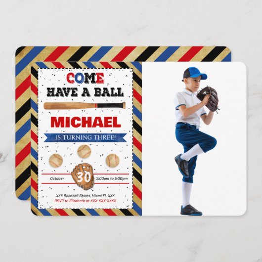Invitation photo de base-ball (Devant / Derrière)